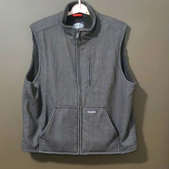 Smith + Rogue Grey Linen Canvas Sherpa Lined Men's Vest 2XL - Picture 1 of 7